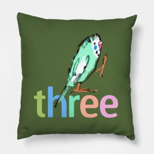 Parakeet - Three - Third Birthday Design Pillow