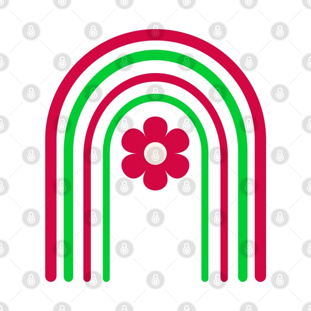 Groovy Flower on Red and Green Christmas Rainbow by yasminepatterns