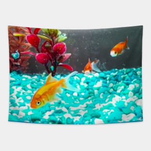 Goldfish swimming Tapestry