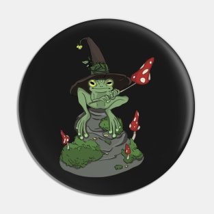 Cute Frog Mushroom Wizard Hat - Kawaii Cottagecore Aesthetic Pin