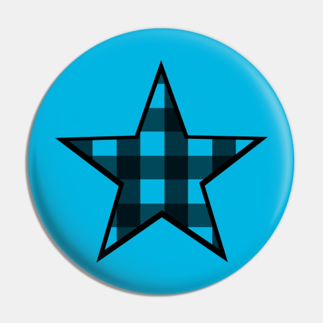 Blue and Black Buffalo Plaid Star Pin by bumblefuzzies