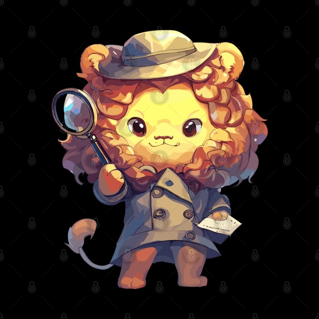 Kawaii detective lion cat by TomFrontierArt