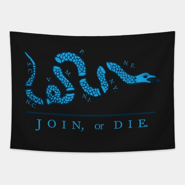 Blue Join or Die Tapestry by pelagio