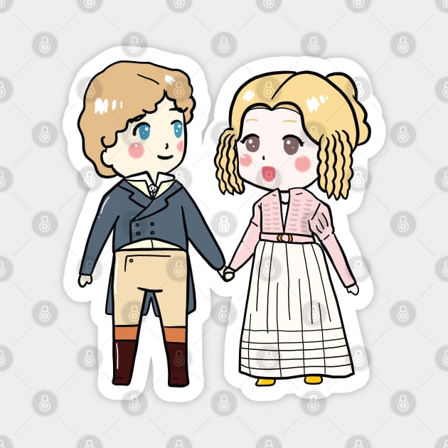 Kawaii Chibi Emma and Mr Knightley Drawing Magnet by MariOyama