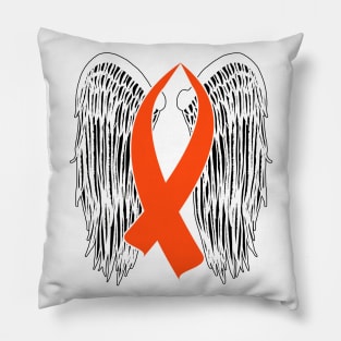 Winged Awareness Ribbon (Orange) Pillow