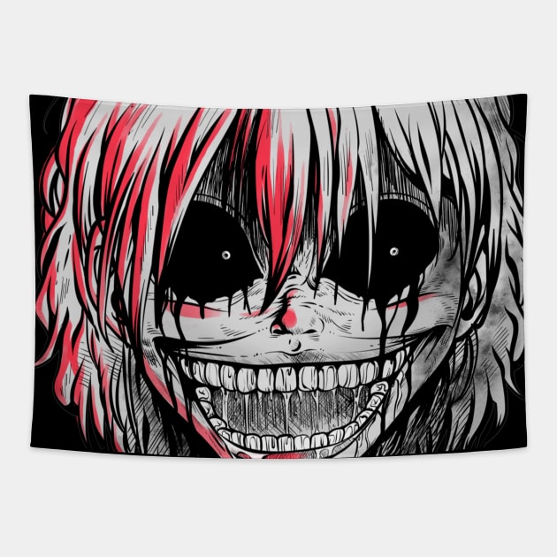 Evil Smiling Girl Tapestry by Red Rov