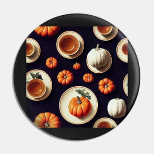 Autumn Orange and White Pumpkin Spice Coffee on Black Pin