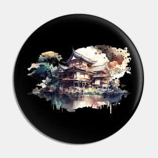 Japanese Architecture In Watercolor Pin