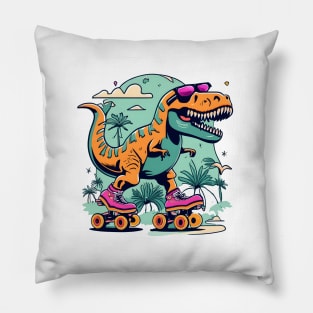 dino T rex skating Pillow