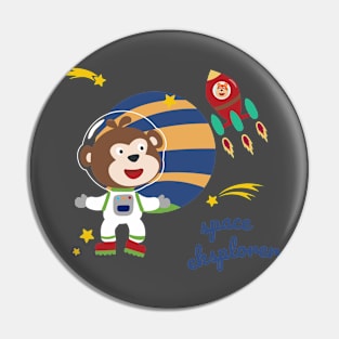 Space monkey or astronaut in a space suit with cartoon style Pin