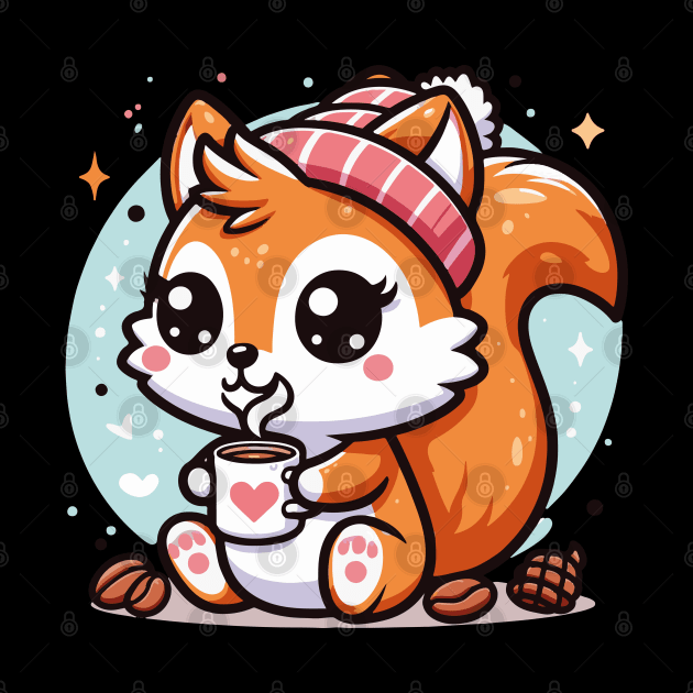 Cute Squirrel Girl Drinking Coffee by Coolthings