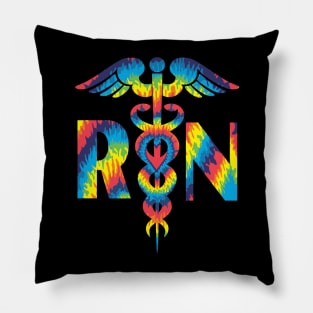 Lovely RN Registered Nurse Tie Dye Pillow