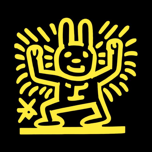 Funny Keith Haring, cat yoga by Art ucef