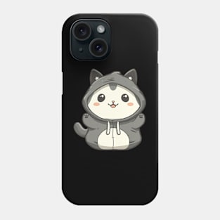 Kawaii Cat in Hoodie Phone Case