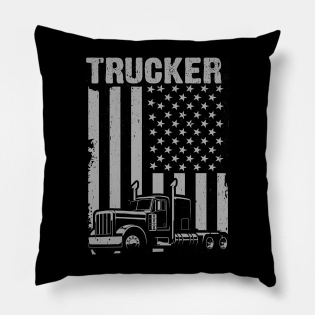 American Flag Trucker Pillow by Planet of Tees