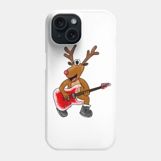 Christmas Guitarist Rudolf The Reindeer Electric Guitar Phone Case