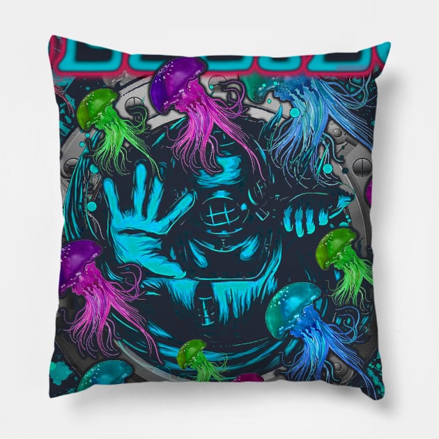 Dive with Jellies Pillow by Digitanim8tor