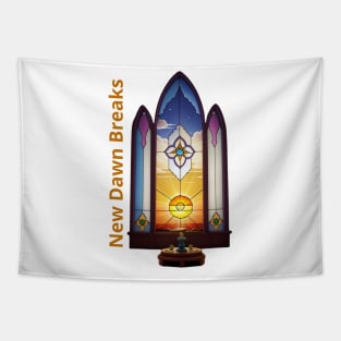 New Dawn Breaks Religious Symbols Serene Vibes Tapestry