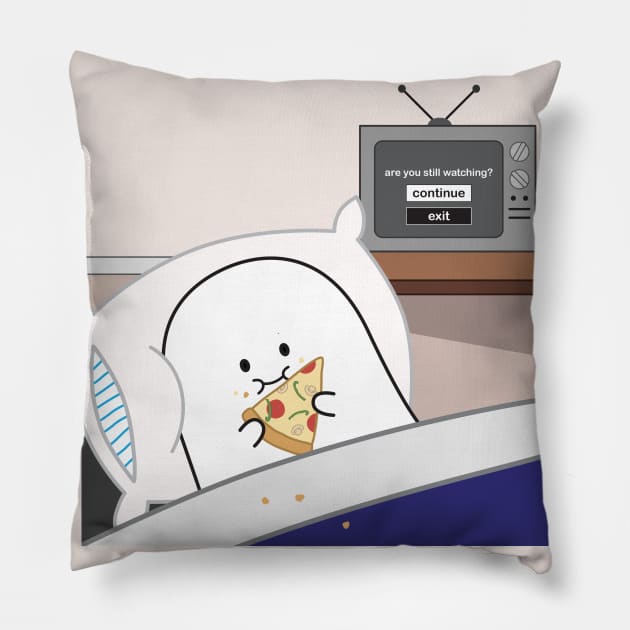 Gordie the Ghost (pizza in bed) | by queenie's cards Pillow by queenie's cards