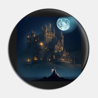 Gothic Castle in the Moonlight Pin