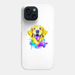 Radiant Golden Retriever Splatter Art - Energetic Canine Joy Phone Case