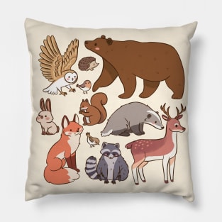 Cute woodland animals illustration Pillow