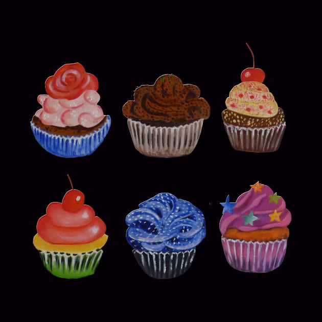 Colorful Cupcakes by PaintingsbyArlette