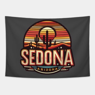 Vintage Sedona Arizona Sunset - Retro Desert Art Tapestry