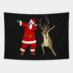 Dabbing Santa And Reindeer Christmas Dab Tapestry