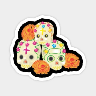 Day of the Dead Sugar Skulls and Marigolds Magnet
