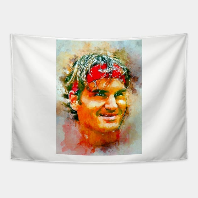 Watercolor Federer Tapestry by danieljanda