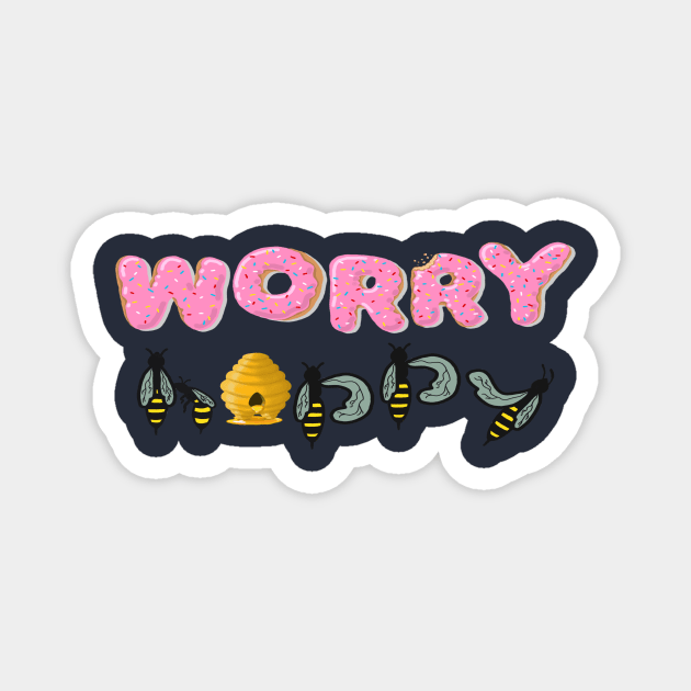 Donut Worry Be Happy Magnet by Owllee Designs