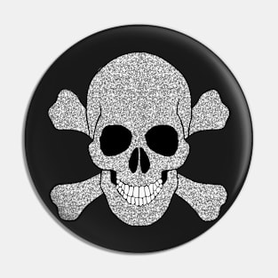 Faux Silver Glitter Skull And Crossbones Pin