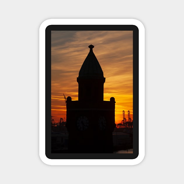 St. Pauli Landungsbrücken, Hamburg, dusk, afterglow Magnet by Kruegerfoto