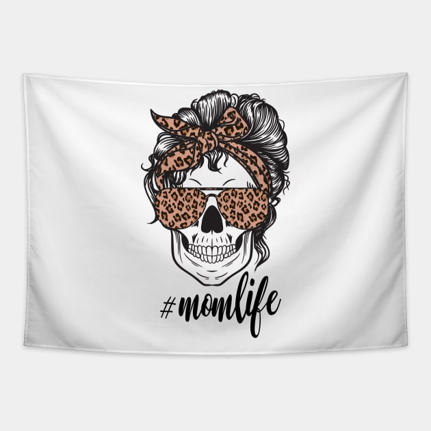 Mom Life Skull Cheetah print Retro Bandana Tapestry by PIIZ