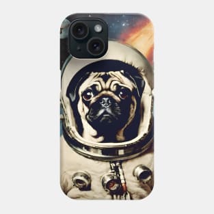 Cute Pug Astronaut in Space Surreal Collage Vintage Art Phone Case