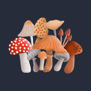 Mushrooms on Mossy Blue T-Shirt