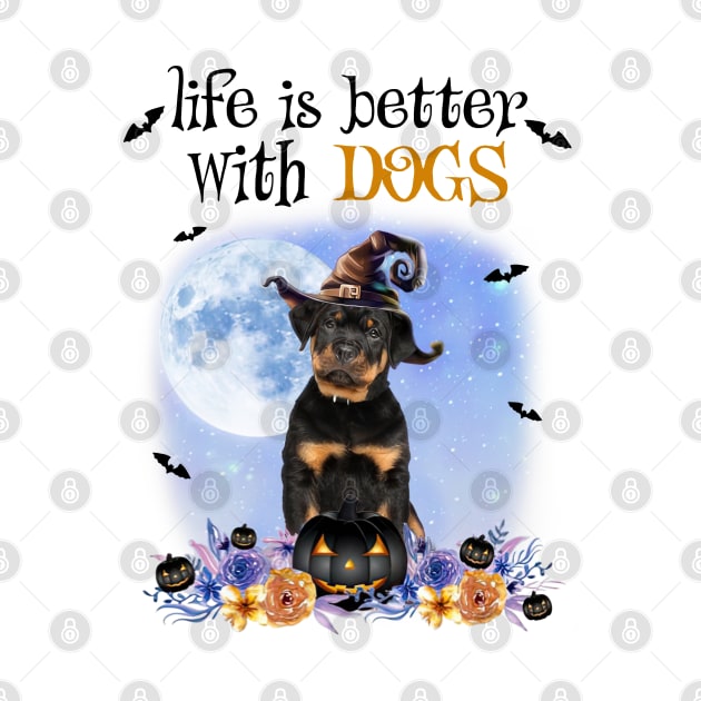 Rottweiler Witch Hat Life Is Better With Dogs Halloween by TATTOO project