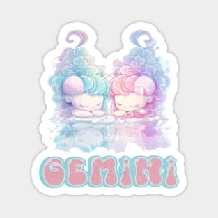 Cosmic Gemini Kawaii Anime Twins Pastel Zodiac Sign Birthday Magnet