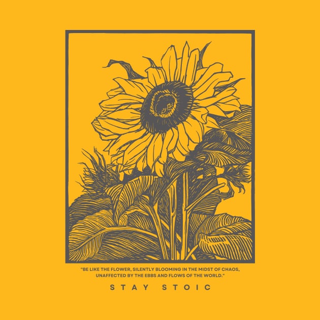 Grey Sunflower Stoic design by Epictetus