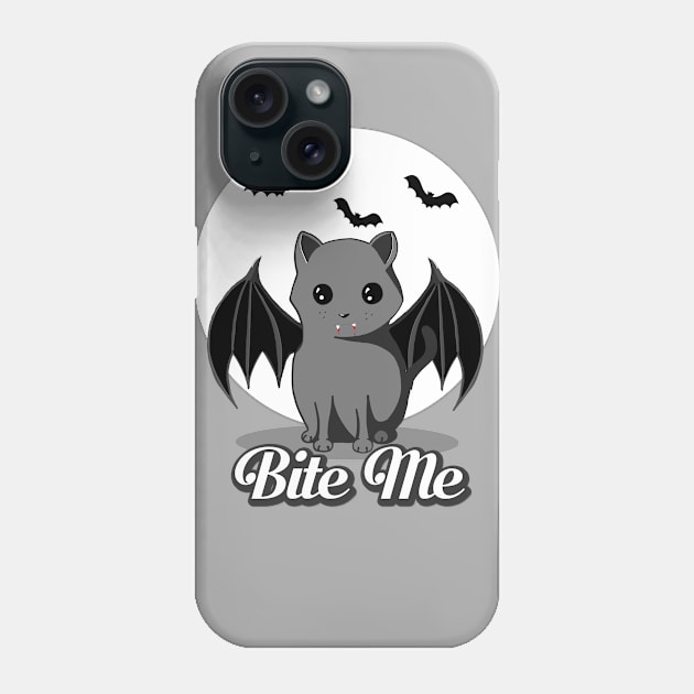 Bite Me Vampire Cat - Halloween Bat Cat by BlueTshirtCO Phone Case by BlueTshirtCo