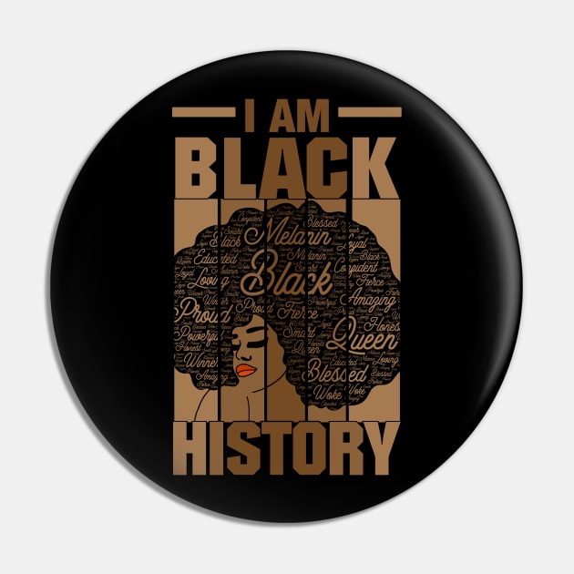 I Am Black History (Month) Words in Afro Pin by blackartmattersshop