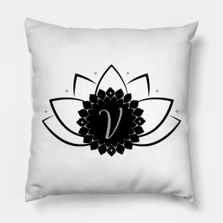 V - Lotus Flower Monogram Pillow