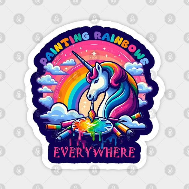 painting rainbow everywhere Magnet by AOAOCreation