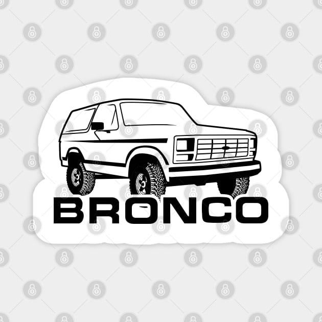 1980-1986 Ford Bronco Black Print w/tires Magnet by The OBS Apparel