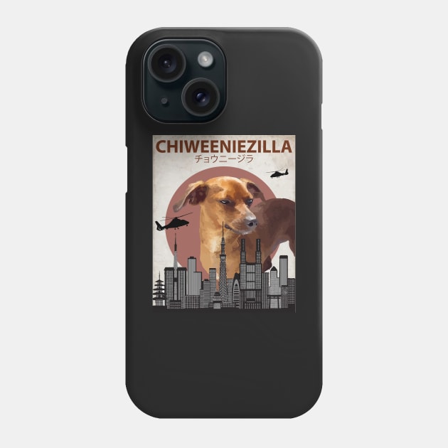 Chiweeniezilla - Chiweenie Chihuahua Dachshund  Dog Giant Monster Phone Case by Animalzilla