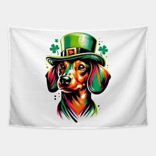 Dachshund Dog Joins Saint Patrick's Day Festivities Tapestry