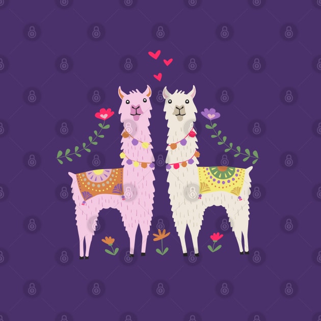 White and Pink Llama Pattern by latheandquill