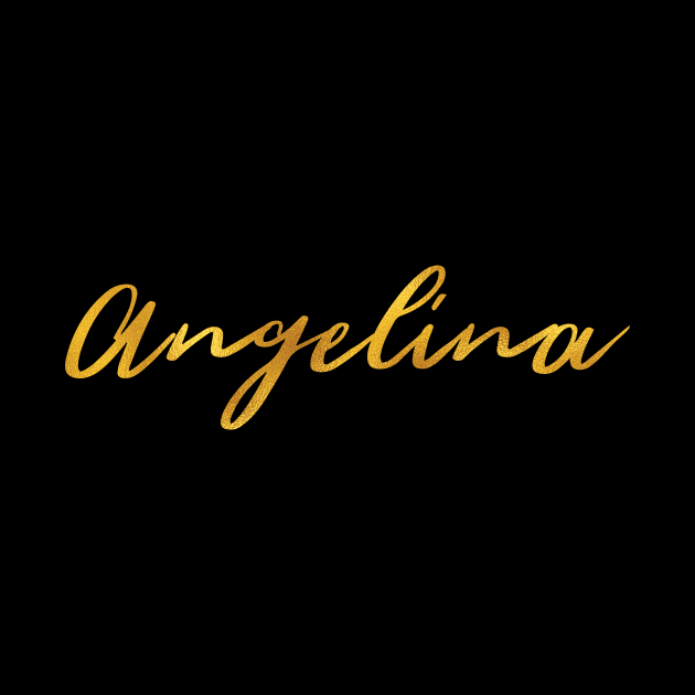 Angelina Name Hand Lettering in Gold Letters by Pixel On Fire