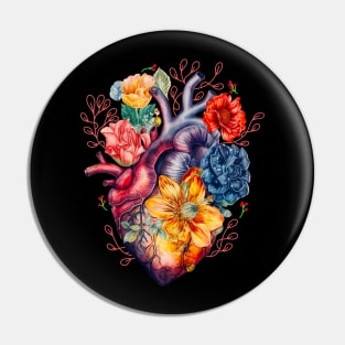 Heart and Flower Pin